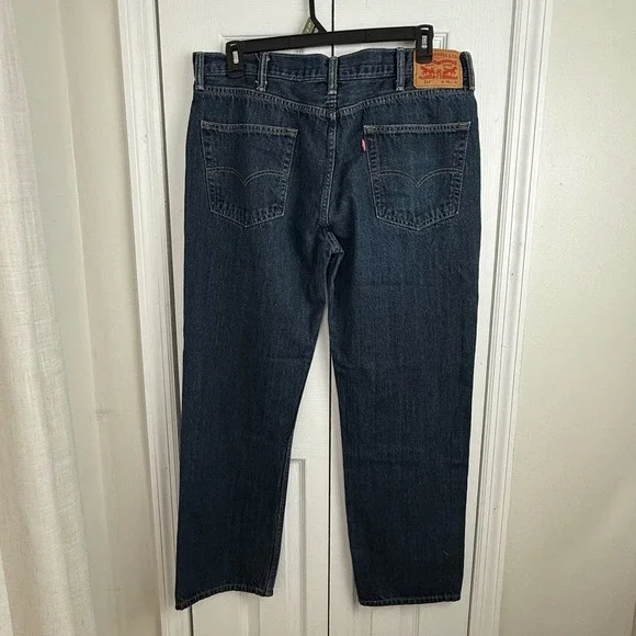 Levis 514 Mens Jeans 38x32 Straight Fit Dark Wash Denim Classic - Picture 2 of 7
